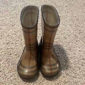 Burberry Kids Plaid Boots - Tan and Black